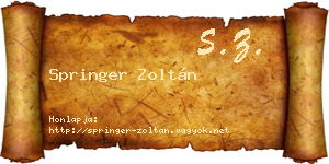 Springer Zoltán névjegykártya